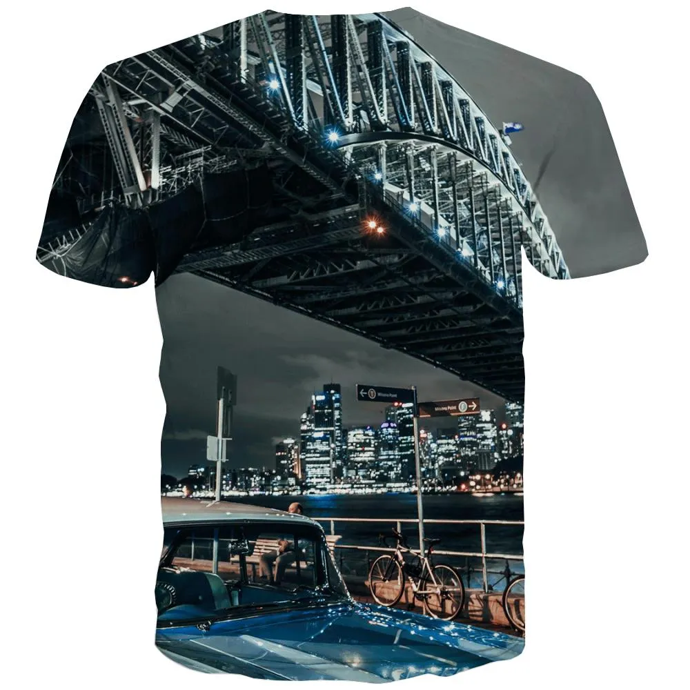 Racing Car T-shirt Men Metal T-shirts 3d City T shirts Funny Gray Shirt Print Retro Tshirts Novelty