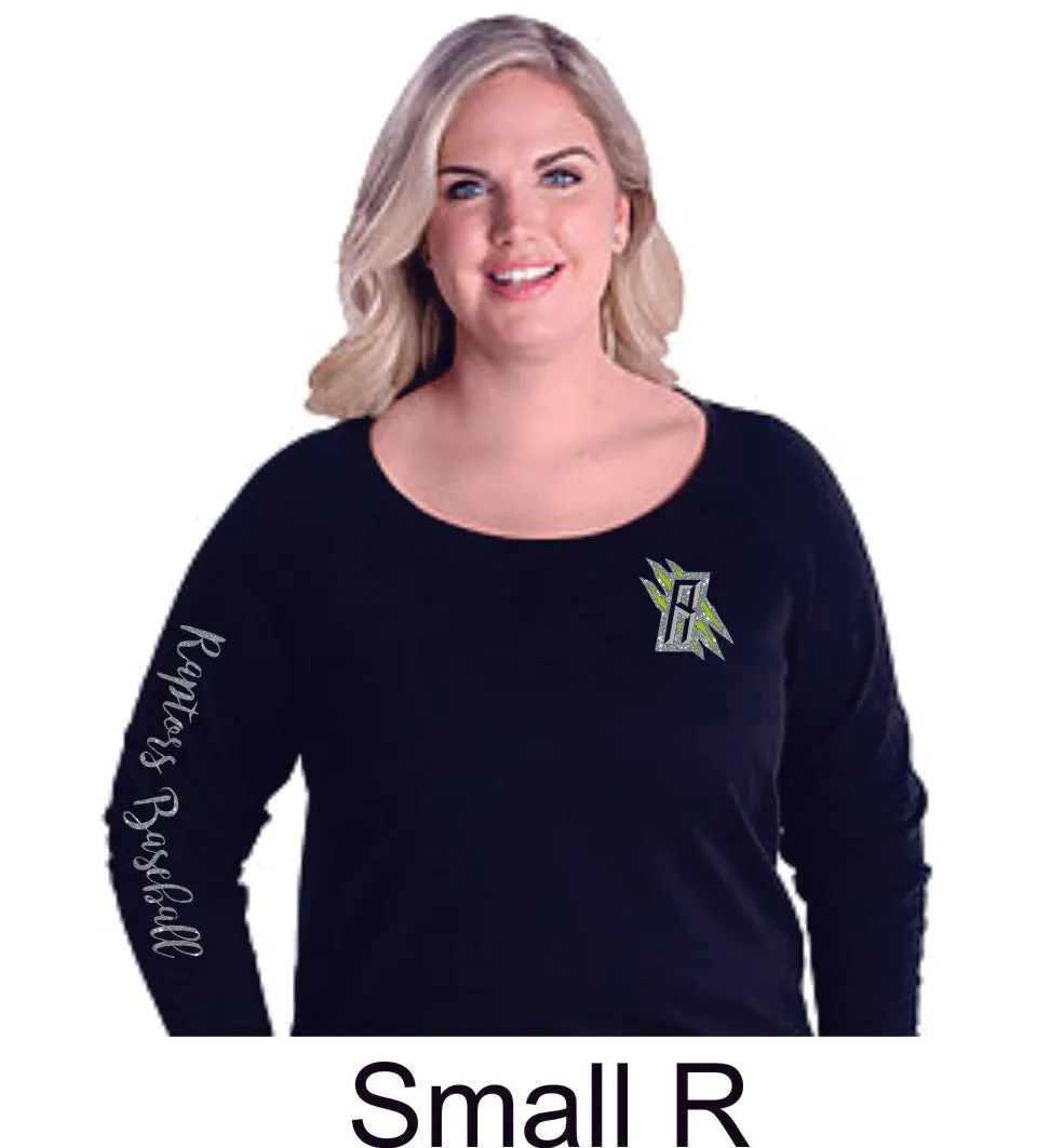 Raptors Curvy Ladies Slouchy Pullover in 2 Designs- 4 Sports- Matte or Glitter