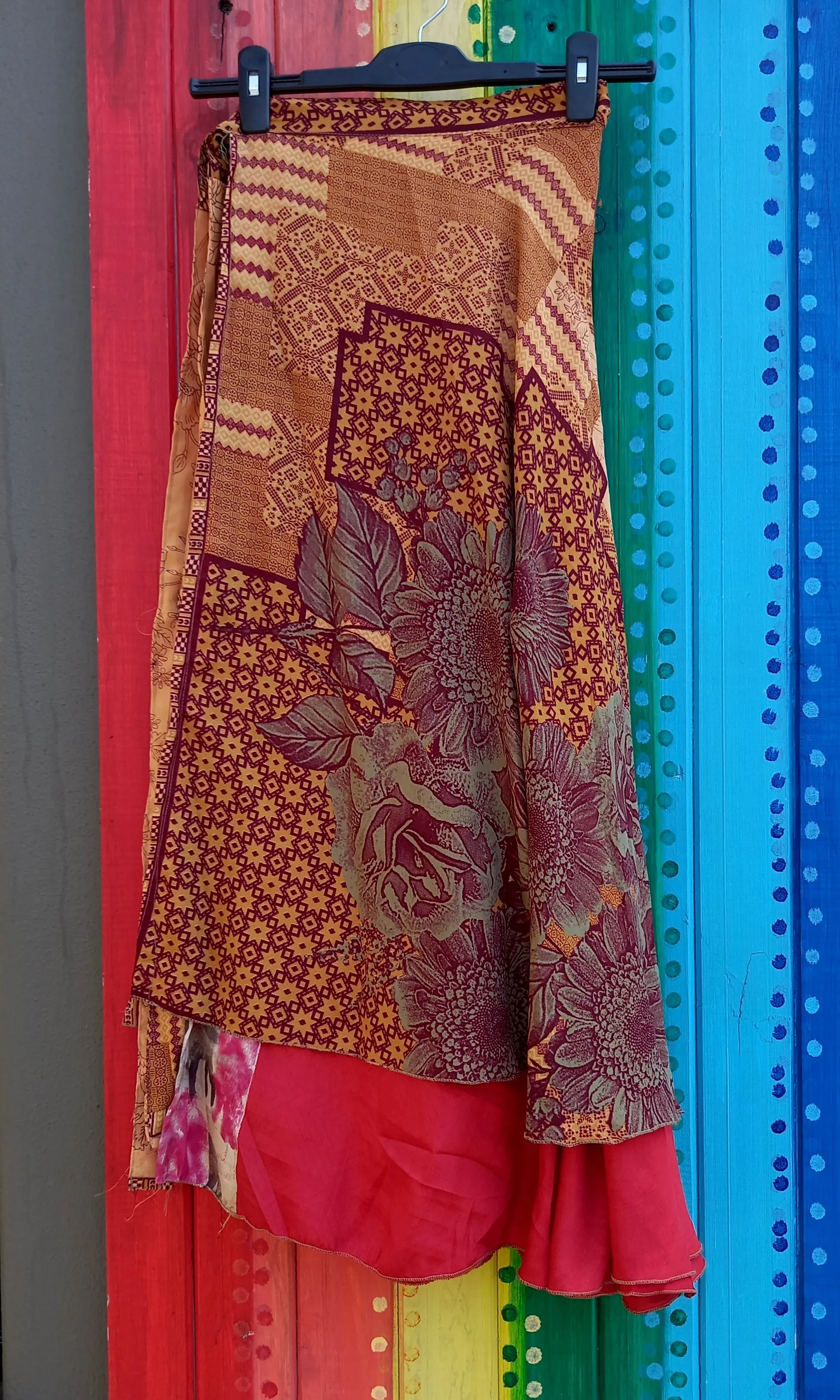 Recycled Upcycled Silk Poly Silk Wrap Skirts One Size