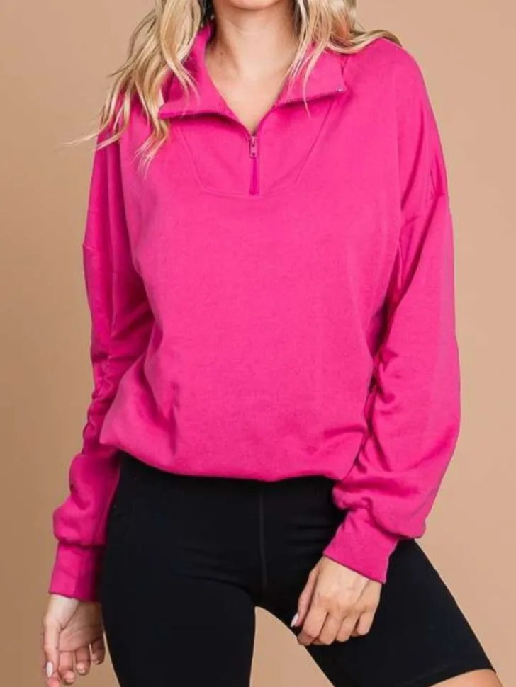 Reggie Lightweight 1/4 Zip Pullover - Pink