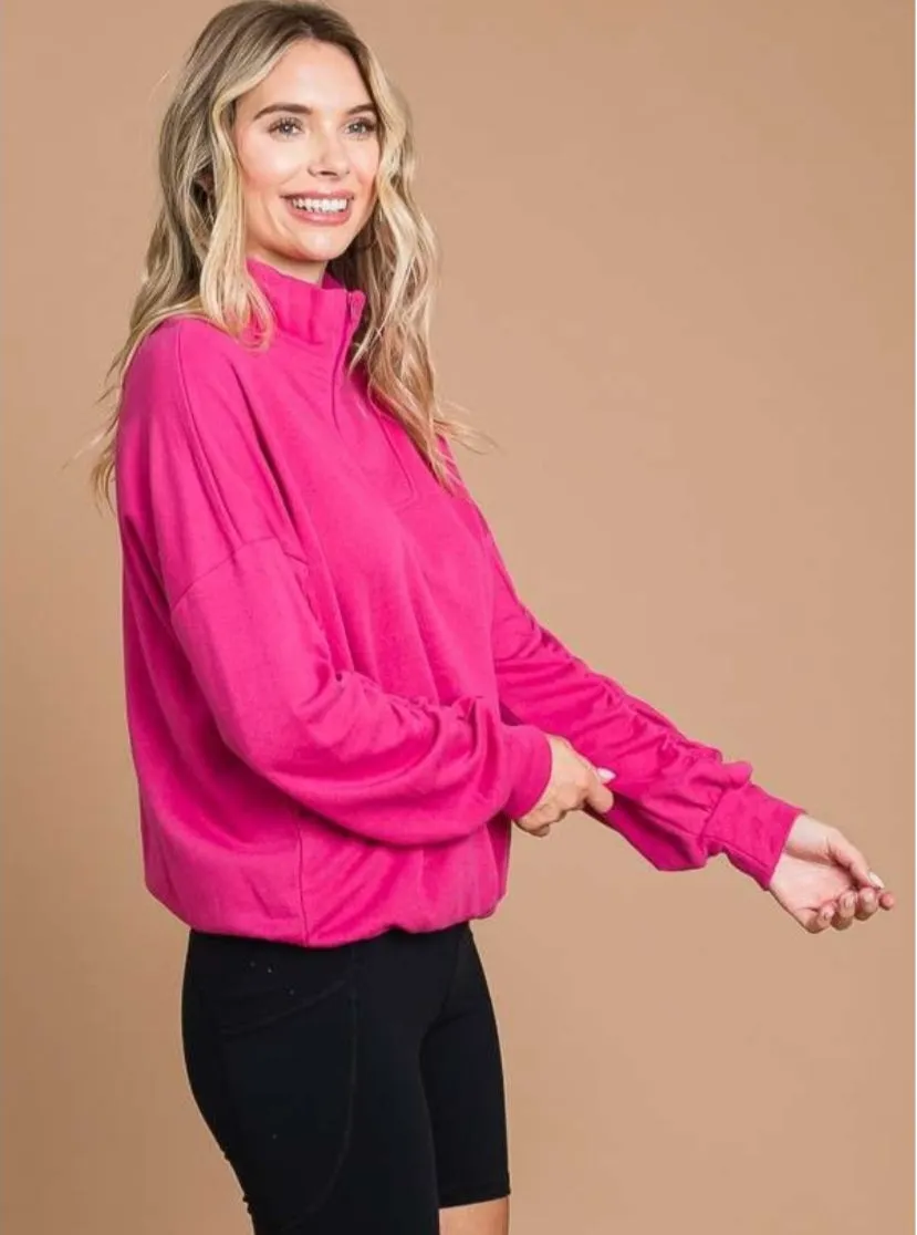Reggie Lightweight 1/4 Zip Pullover - Pink