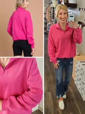 Reggie Lightweight 1/4 Zip Pullover - Pink