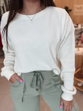 Ribbed Long Sleeve Crop Sweater