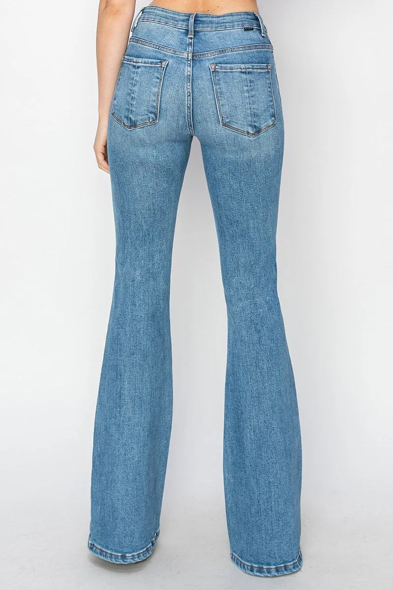 Risen Jeans - Mid Rise Basic Flare Jeans - RDP5404
