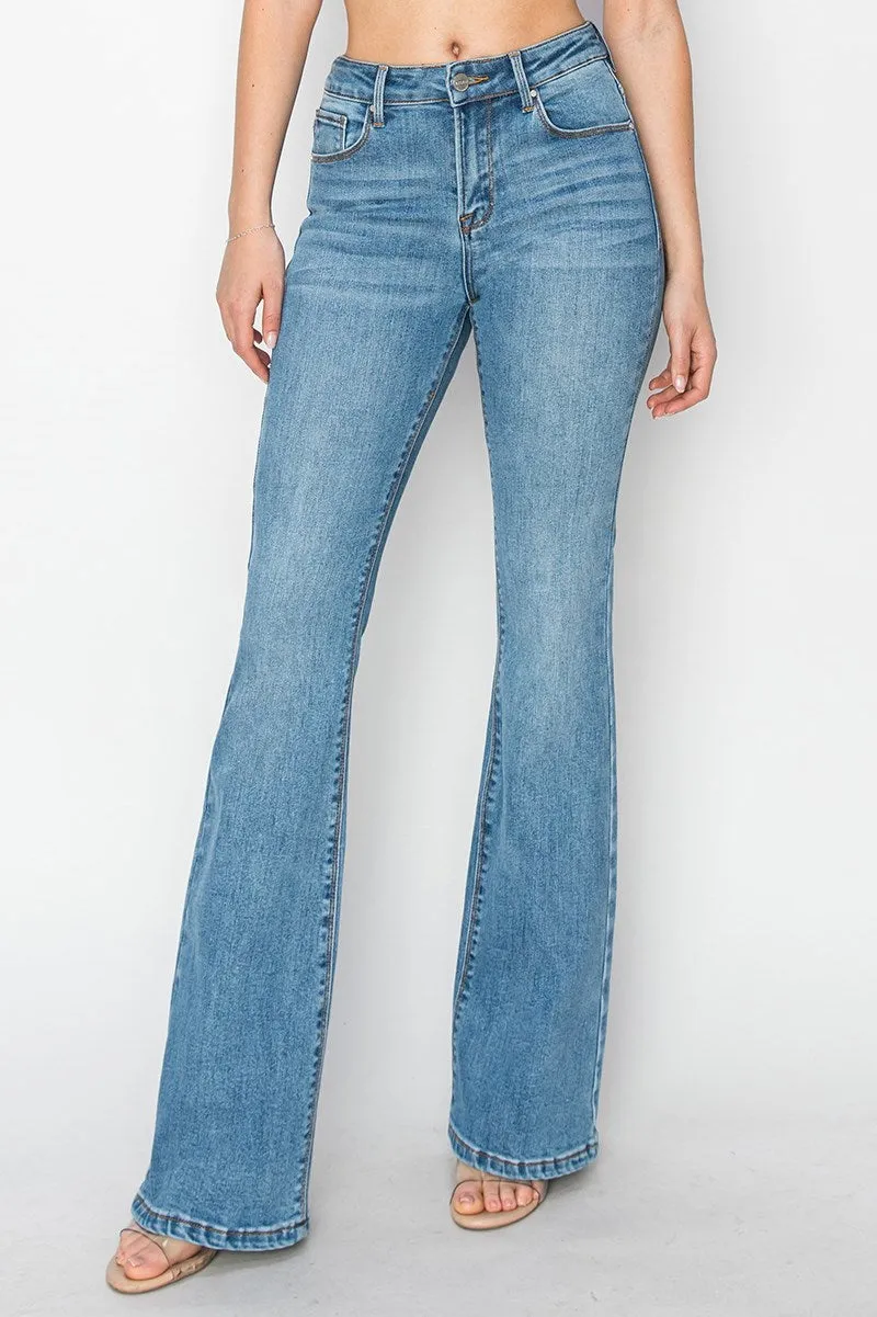 Risen Jeans - Mid Rise Basic Flare Jeans - RDP5404