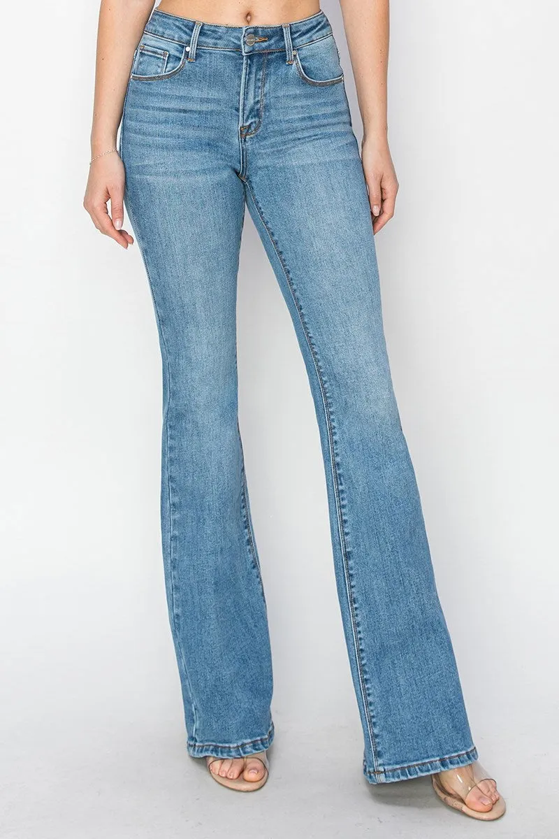 Risen Jeans - Mid Rise Basic Flare Jeans - RDP5404