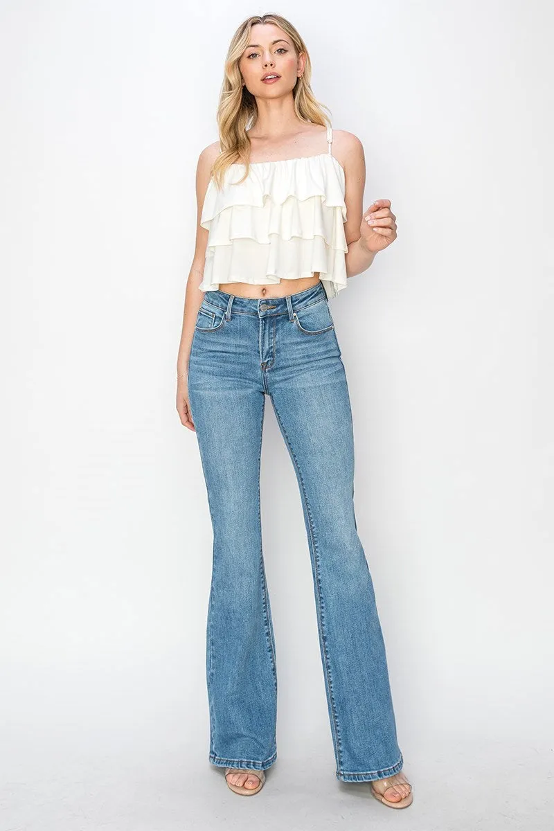 Risen Jeans - Mid Rise Basic Flare Jeans - RDP5404
