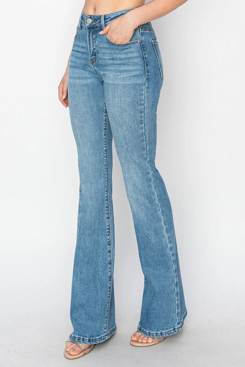 Risen Jeans - Mid Rise Basic Flare Jeans - RDP5404