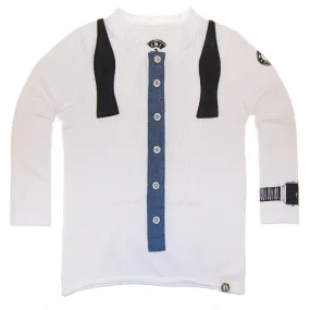 Ruffled Bow Tie Henley Shirt by: Mini Shatsu