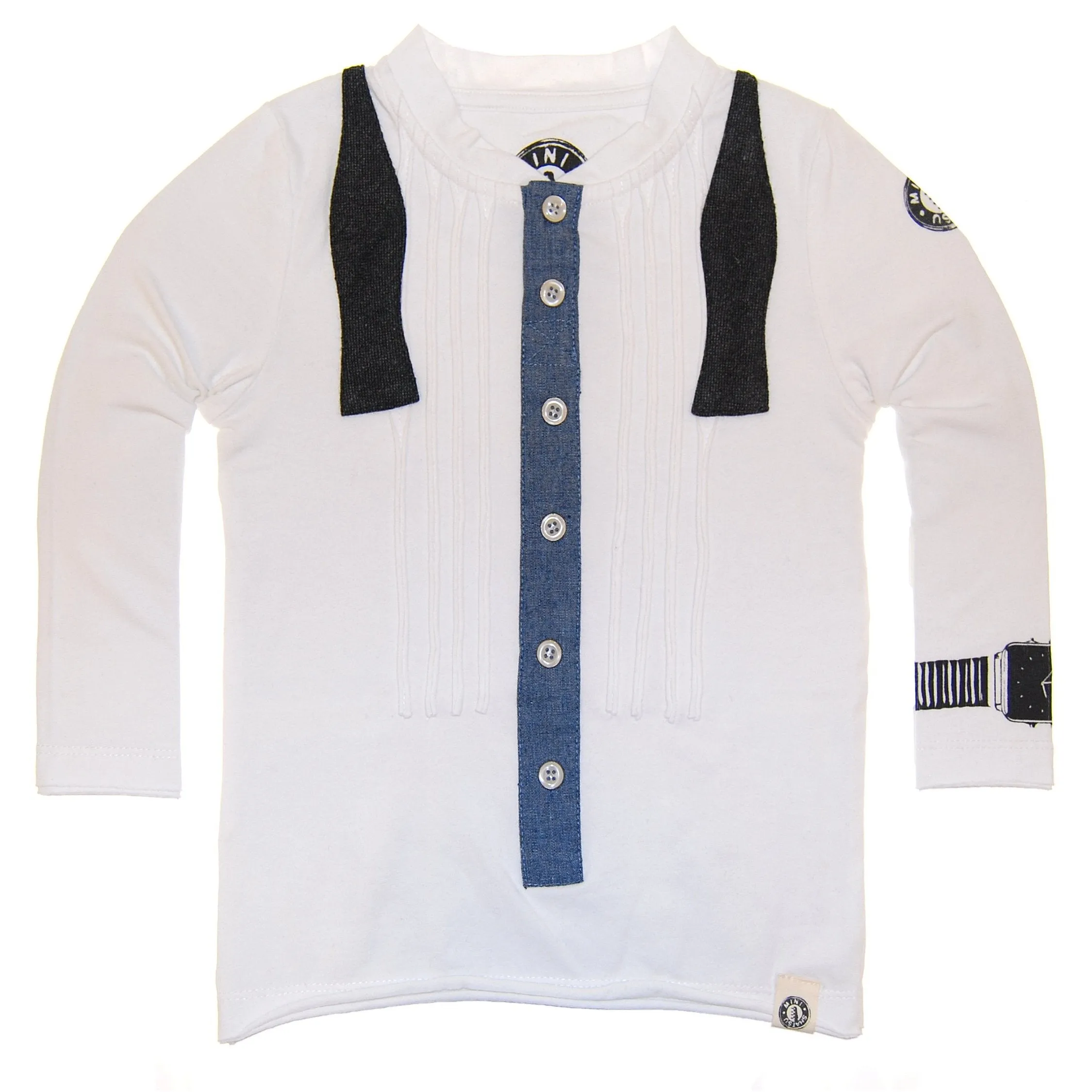Ruffled Bow Tie Henley Shirt by: Mini Shatsu