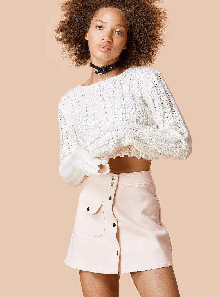 Sexy Long Sleeve Ribbed Crop Top Sweater