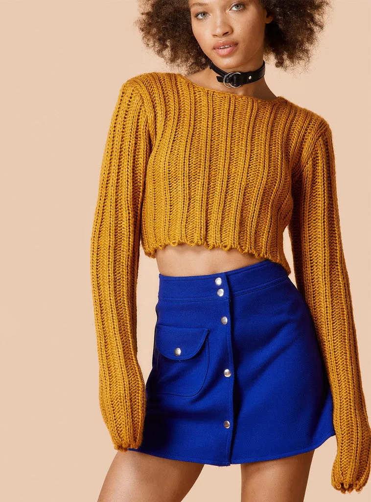 Sexy Long Sleeve Ribbed Crop Top Sweater
