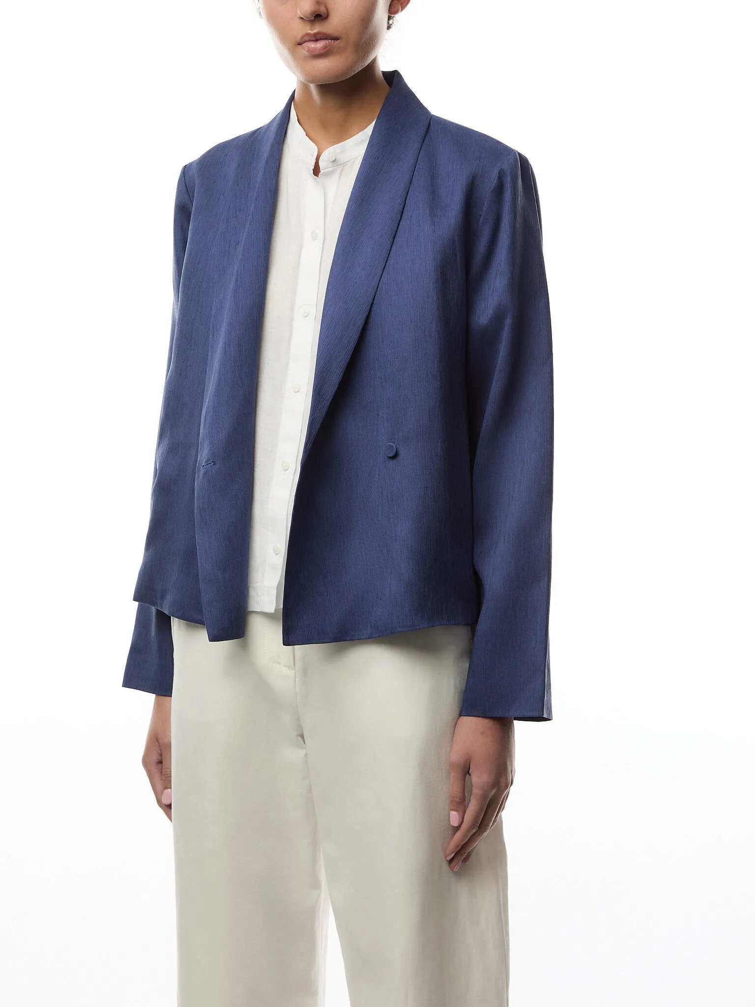 Shawl Collar Jacket Textured silk weave