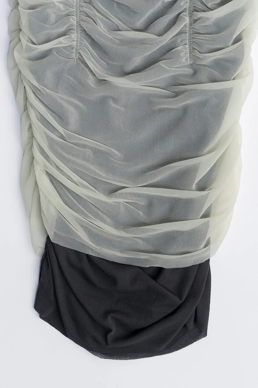 Sheer Layered Shirring Tight Skirt - SALE