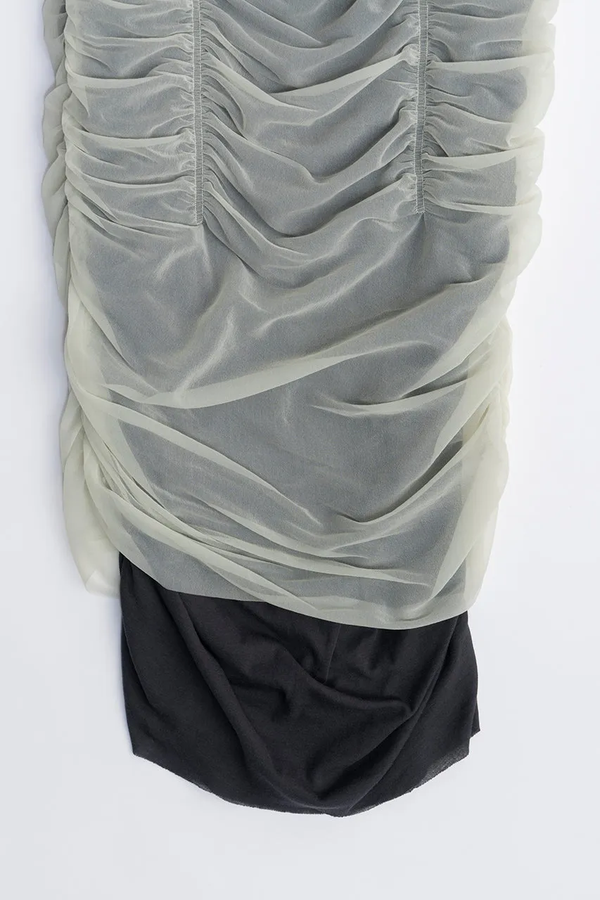 Sheer Layered Shirring Tight Skirt - SALE