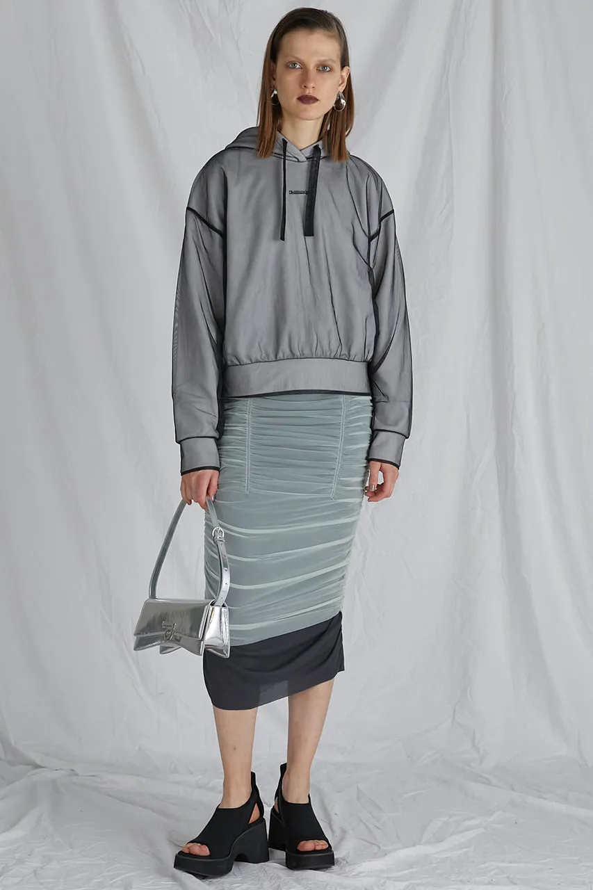 Sheer Layered Shirring Tight Skirt - SALE