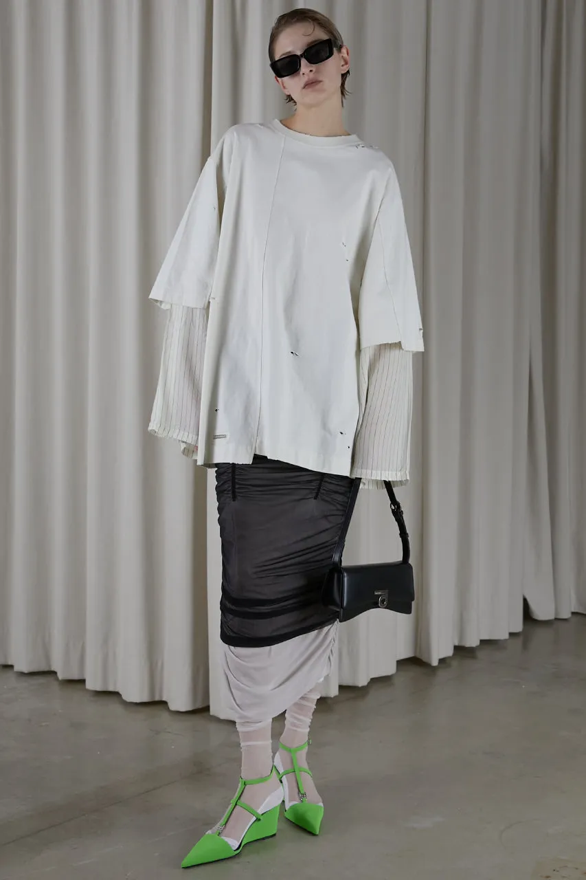 Sheer Layered Shirring Tight Skirt - SALE