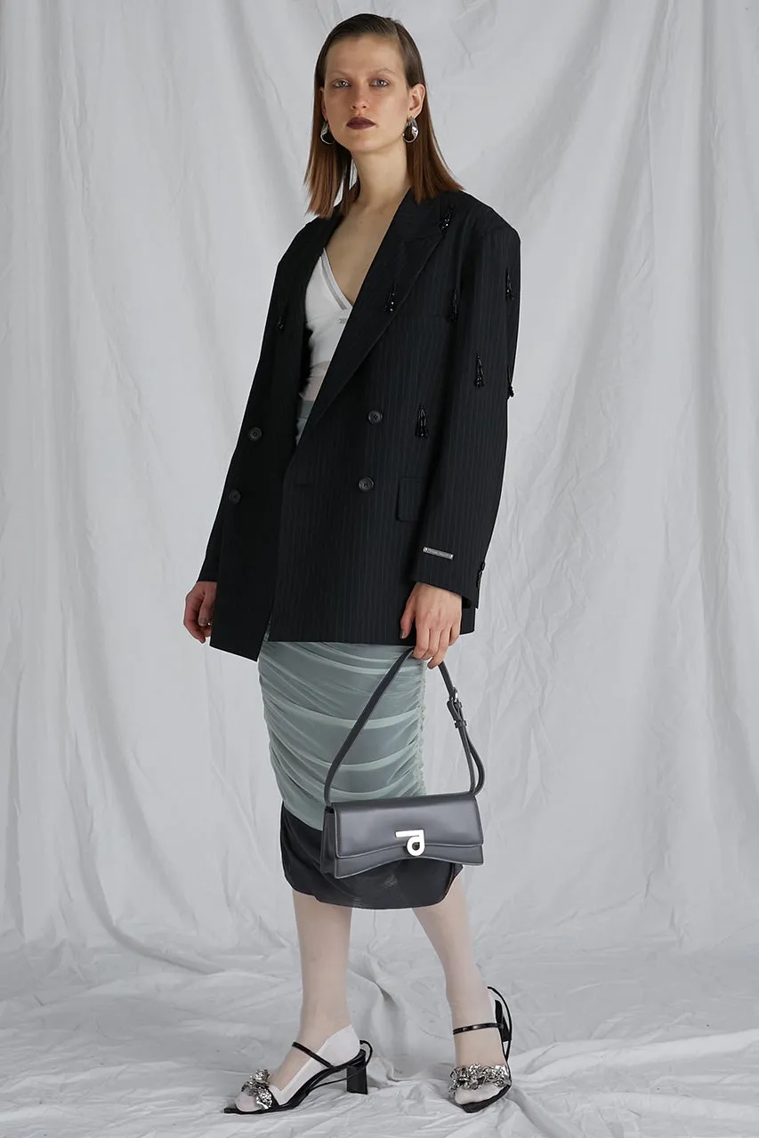 Sheer Layered Shirring Tight Skirt - SALE