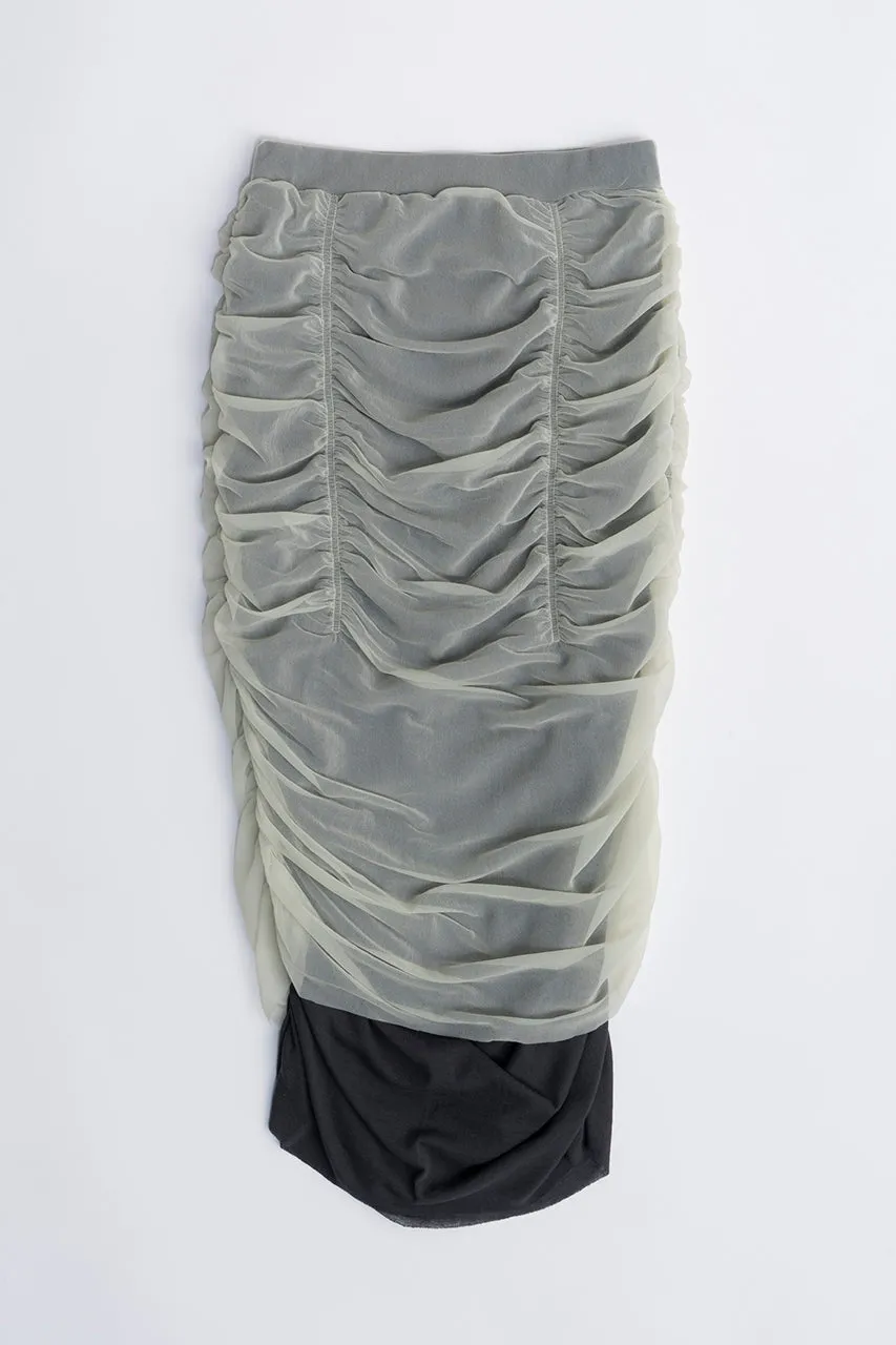 Sheer Layered Shirring Tight Skirt - SALE