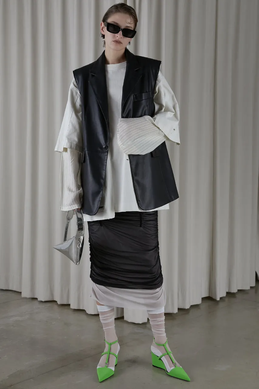 Sheer Layered Shirring Tight Skirt - SALE