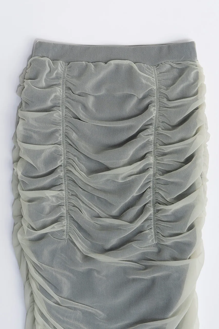 Sheer Layered Shirring Tight Skirt - SALE