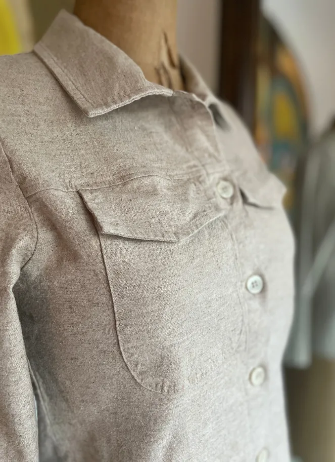 SHORT LINEN JACKET in Sand by Brenda Beddome