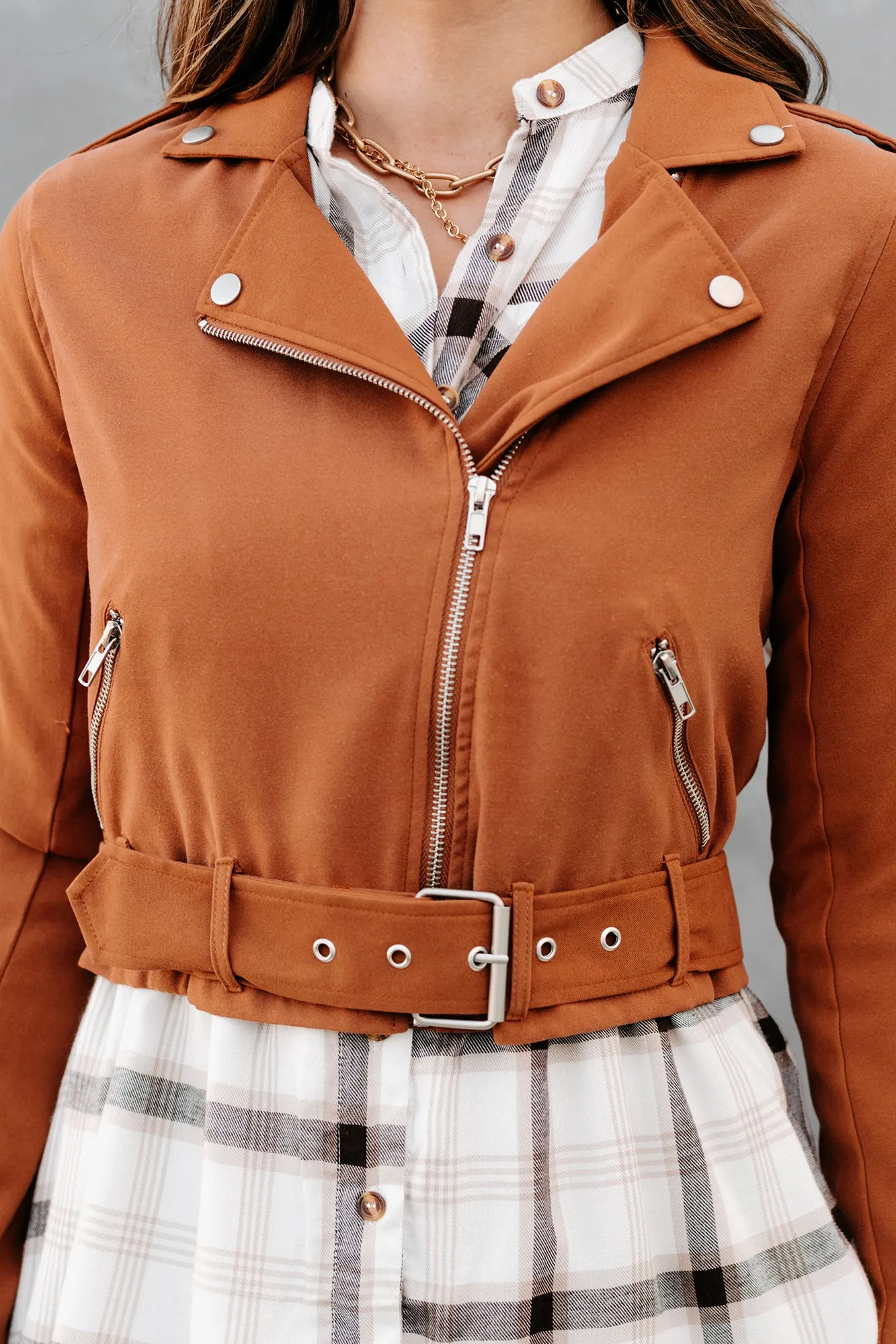 Show Some Respect Belted Moto Jacket (Camel)