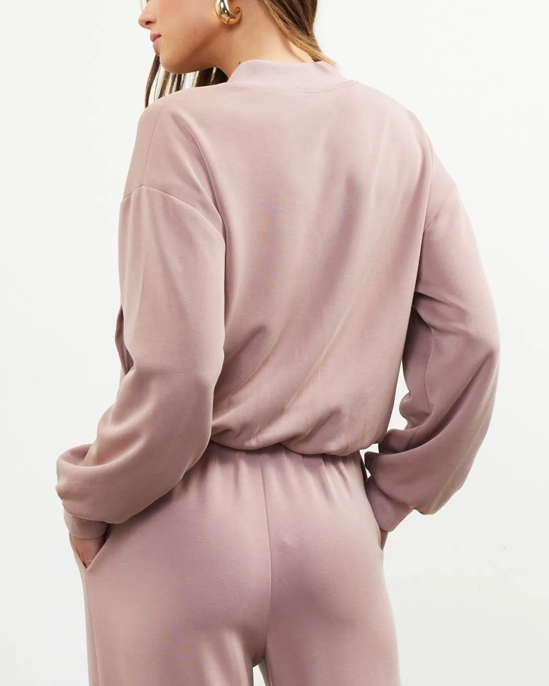 Soft Modal Bomber Jacket - Mauve