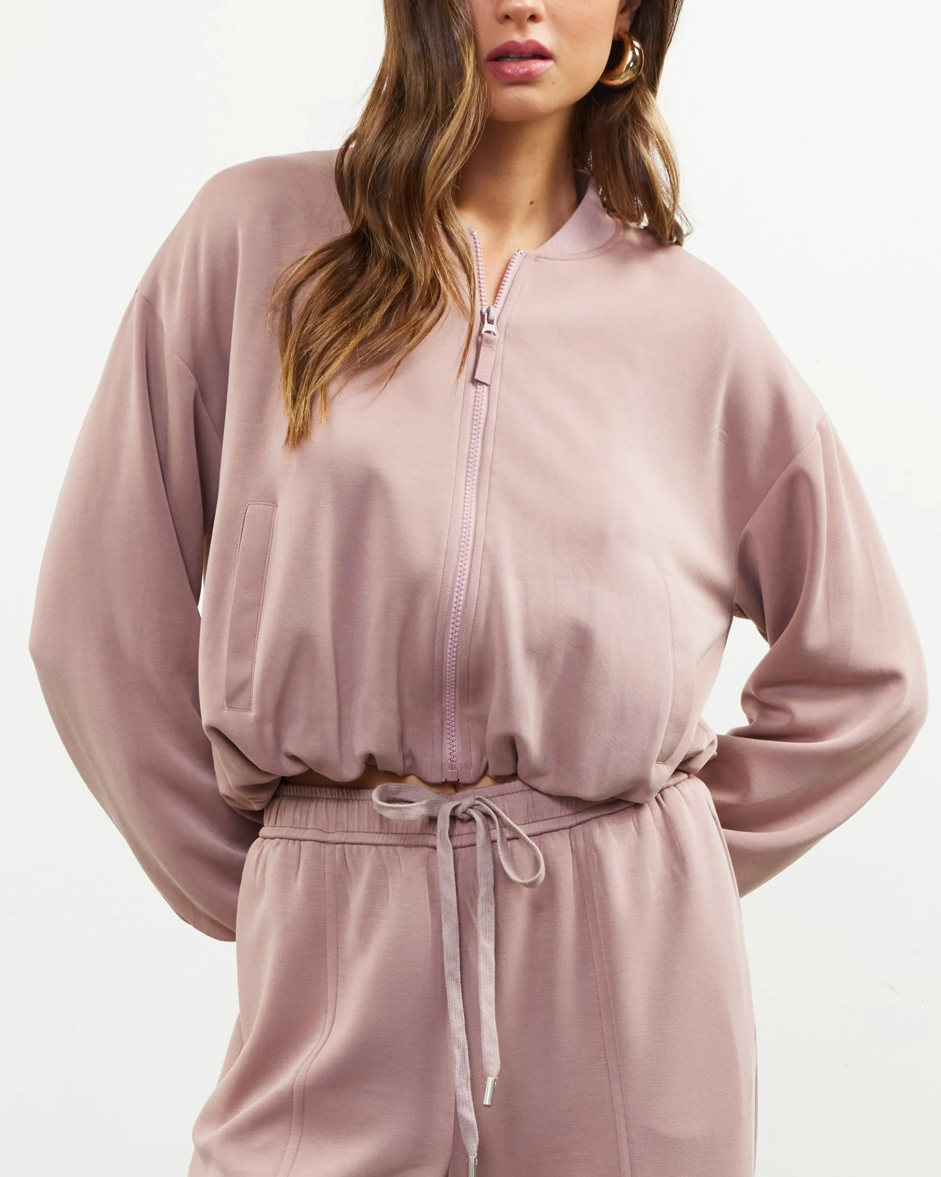 Soft Modal Bomber Jacket - Mauve