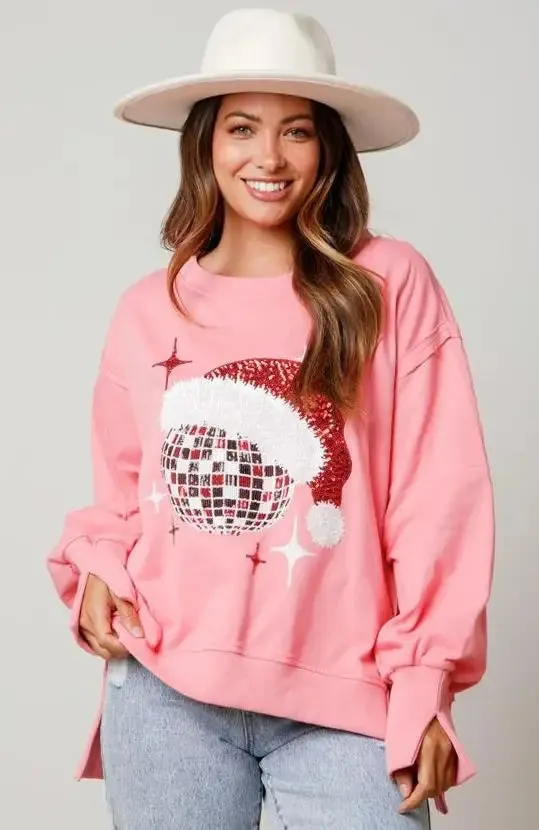 Sparkle Christmas Pullover Oversized Holidays Sweatshirt