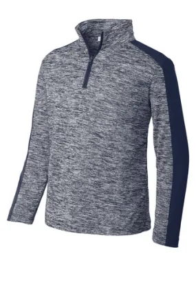 SportTek Youth PosiCharge  Electric Heather Colorblock 14Zip Pullover
