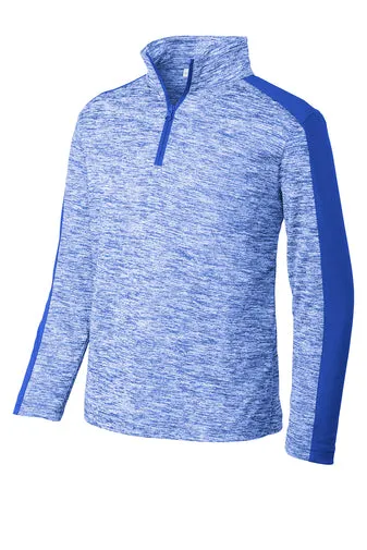 SportTek Youth PosiCharge  Electric Heather Colorblock 14Zip Pullover