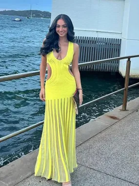 Spring Women's Hollow Out Maxi Dress: Stylish & Chic Statement Piece