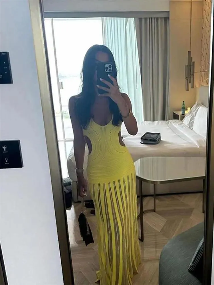 Spring Women's Hollow Out Maxi Dress: Stylish & Chic Statement Piece