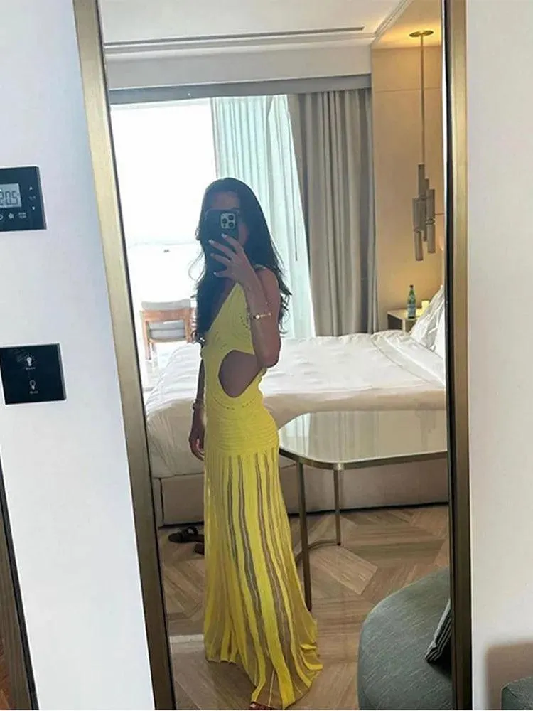 Spring Women's Hollow Out Maxi Dress: Stylish & Chic Statement Piece