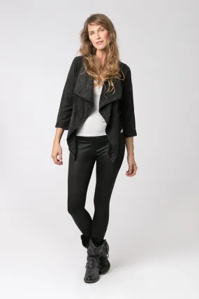 STONE WASH KIMONO JACKET BLACK