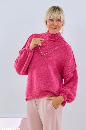 Strickpulli mit Turtleneck, beere