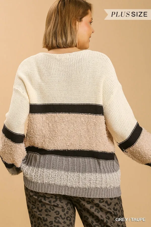 Striped Pullover - grey/taupe