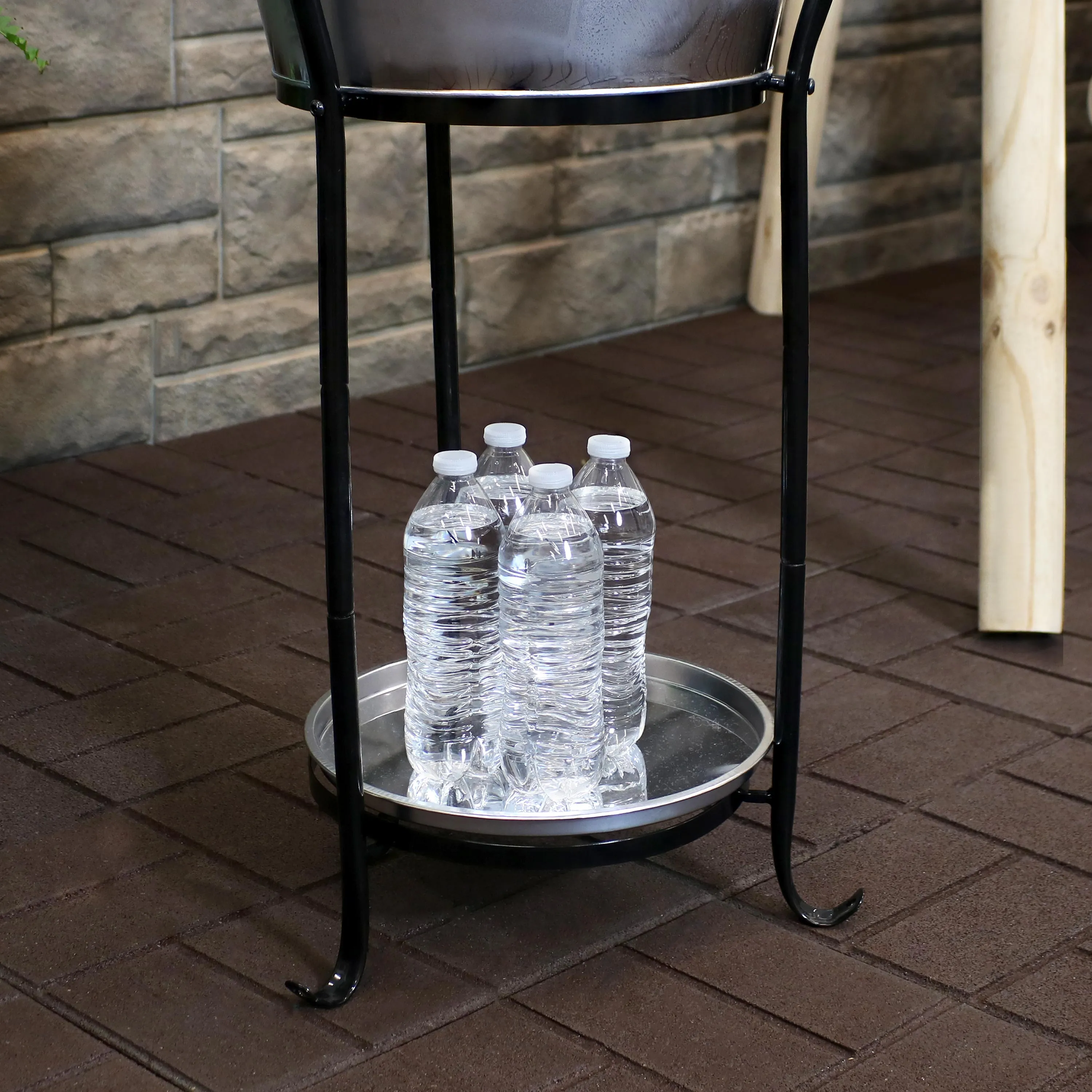 Sunnydaze Stainless Steel Ice Bucket Drink Cooler with Stand