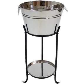 Sunnydaze Stainless Steel Ice Bucket Drink Cooler with Stand