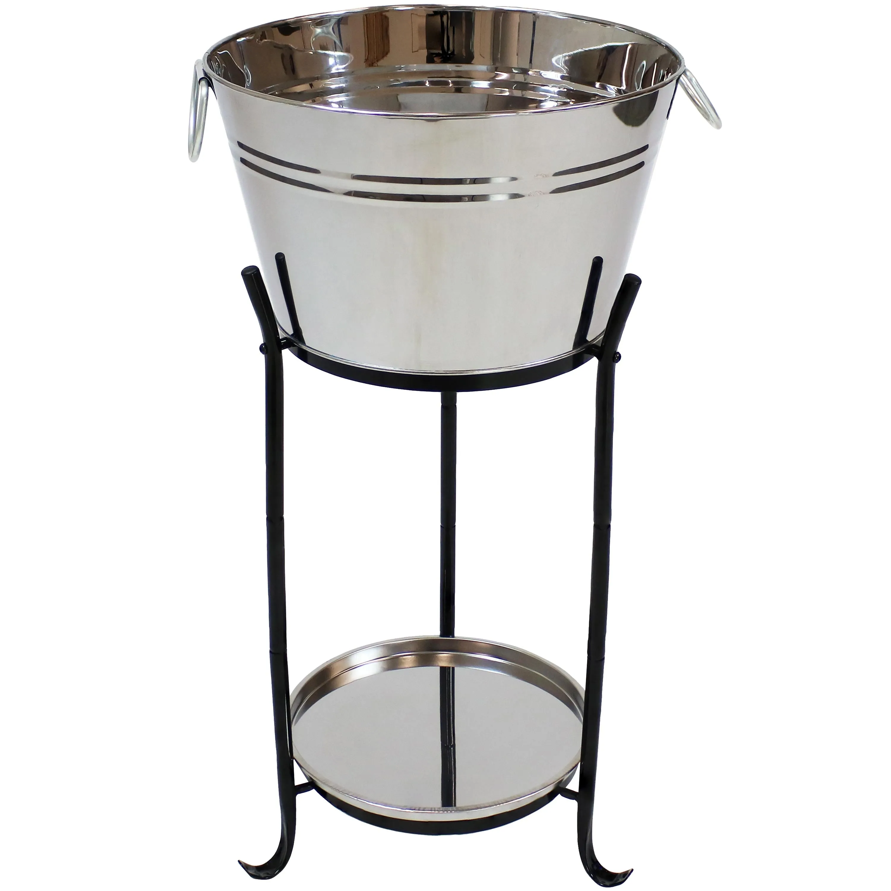 Sunnydaze Stainless Steel Ice Bucket Drink Cooler with Stand