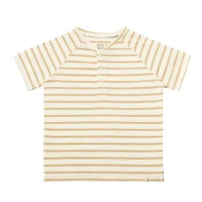 Tan/White Stripe Raglan Henley Tee