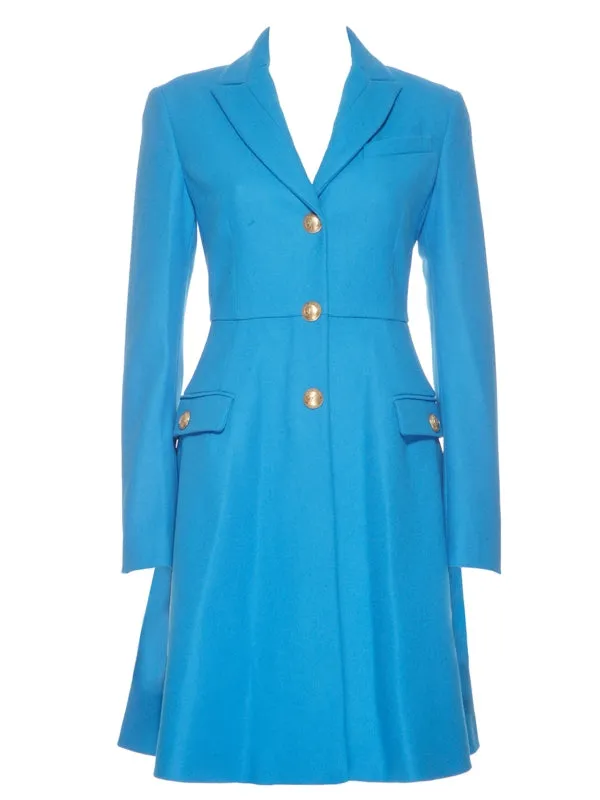 Teal Virgin Wool Coat Dress