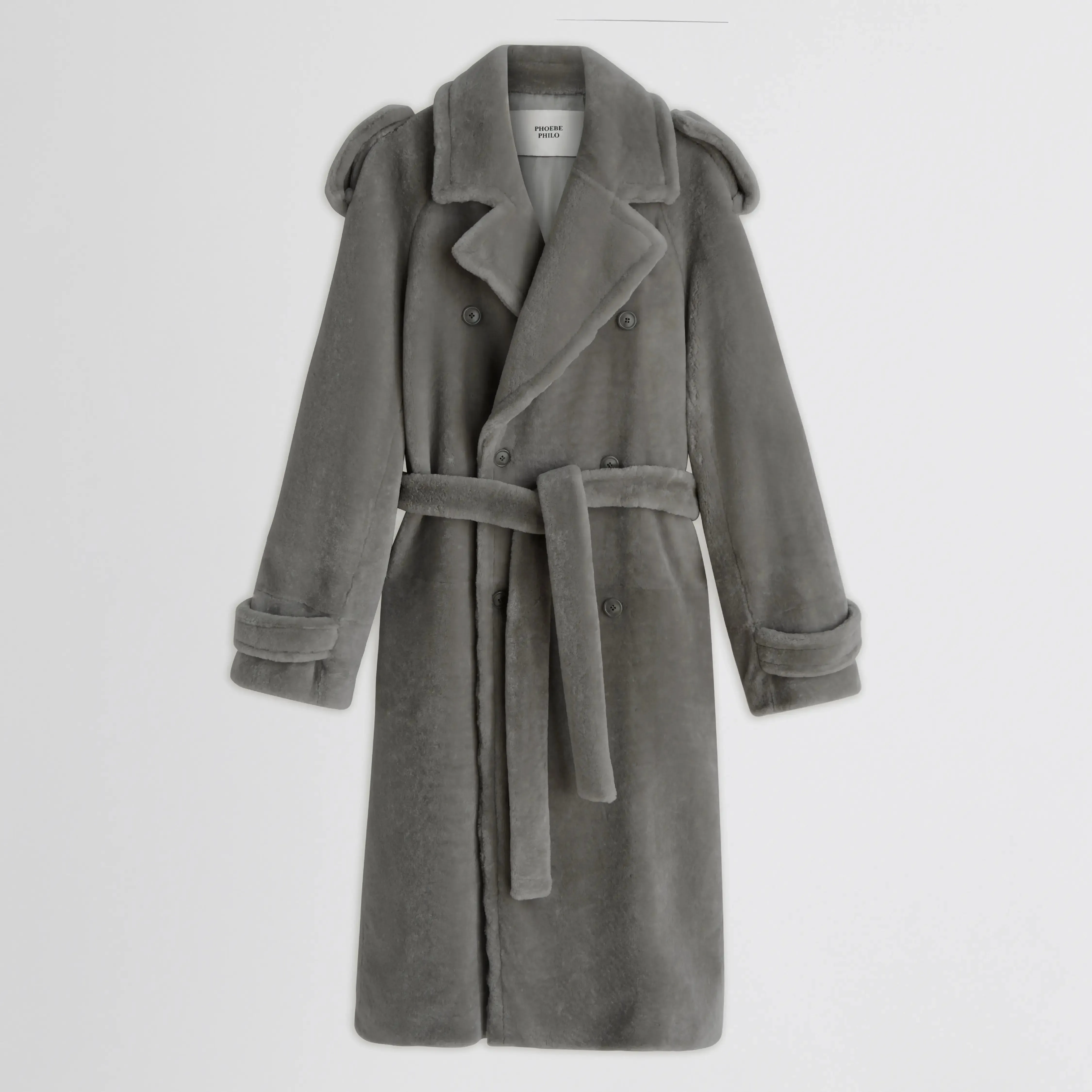 TEDDY TRENCH COAT | grey shearling