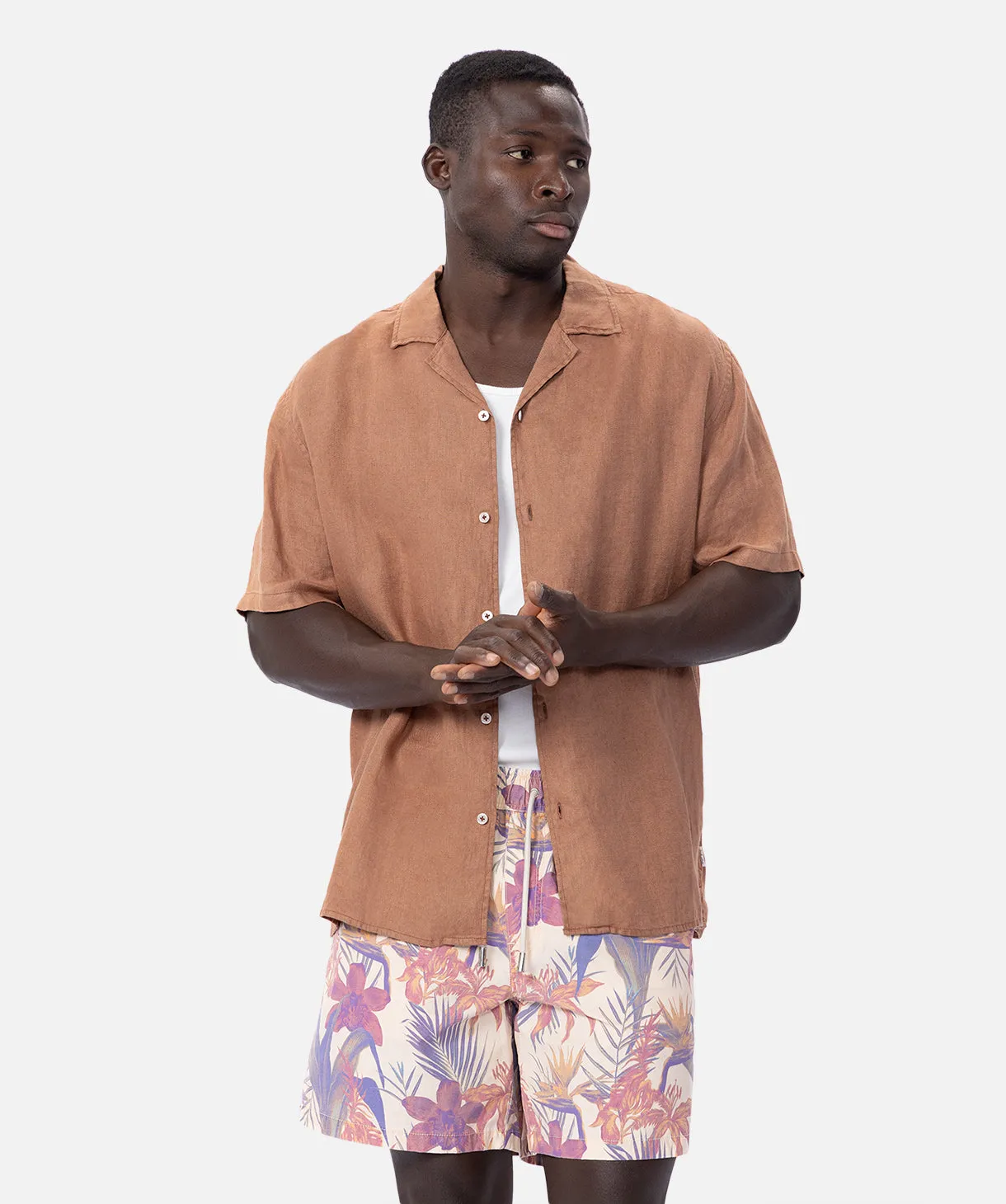The Del Sur Linen S/s Shirt - Copper