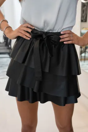 The Faux Leather Tiered Mini Skirt