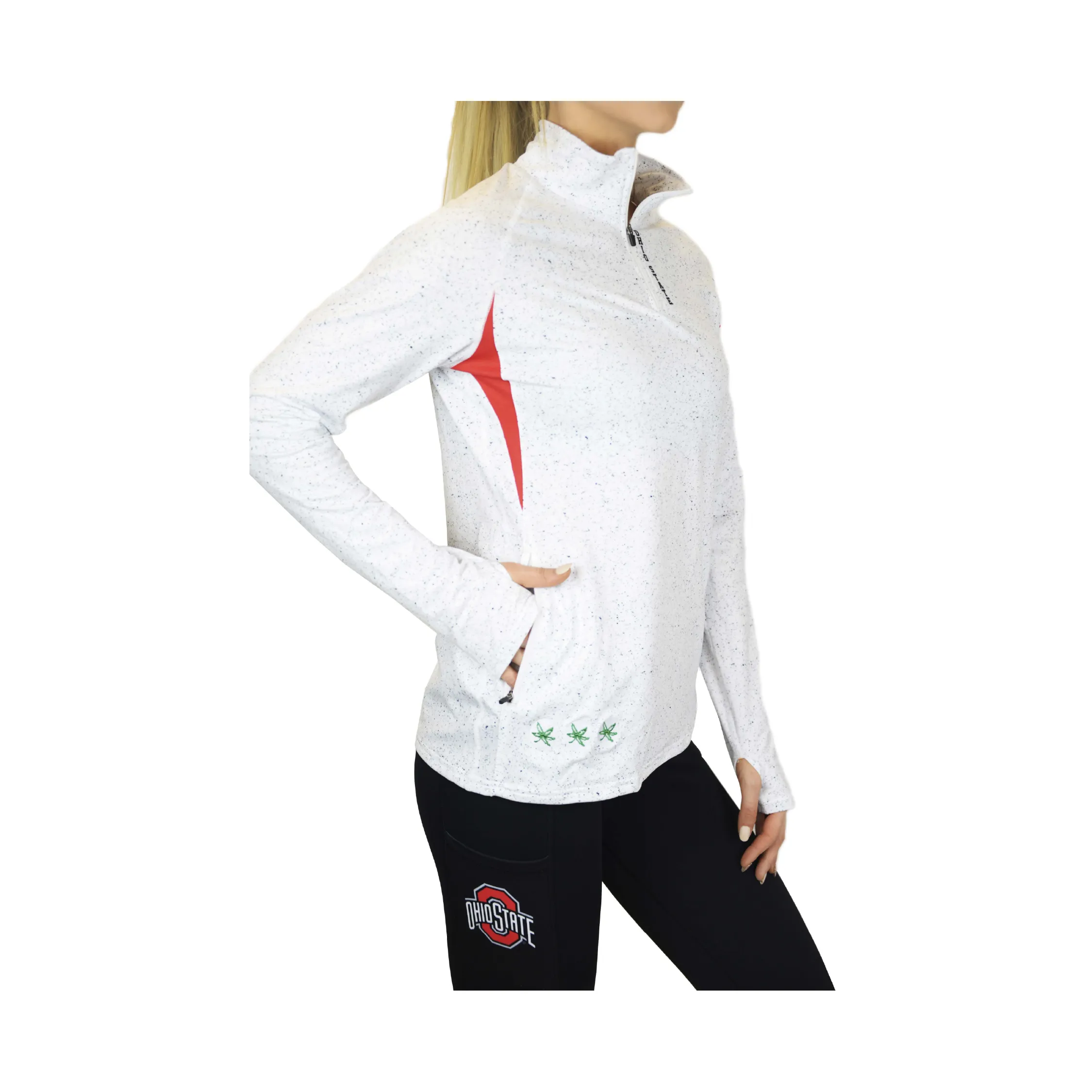 The Ohio State University "White Noise" 1/4 Zip Pullover/White