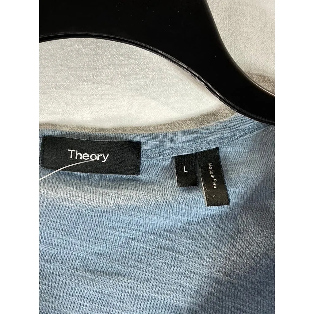 THEORY Men's Sky Blue Arlee Strato Short Sleeve Henley Shirt SZ L
