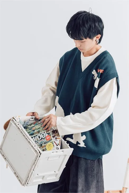 TIKIMOMOKA Vネックジャガードベスト  TMK136
