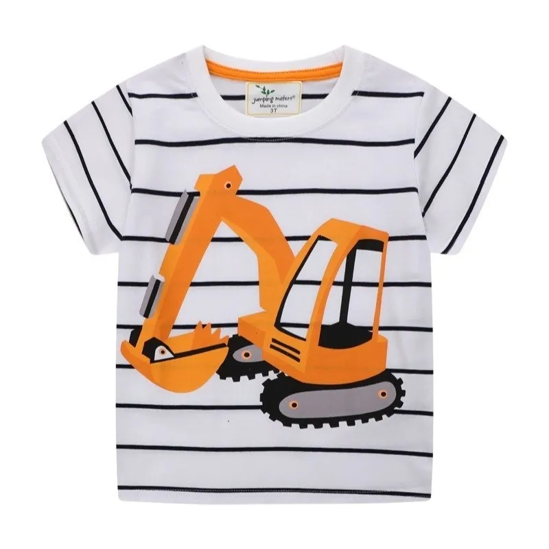 Toddler/Kid Boy's Excavator Print Design White T-shirt